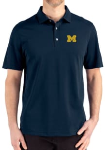 Cutter and Buck Michigan Wolverines Navy Blue Advantage Refresh Pique Big and Tall Polo