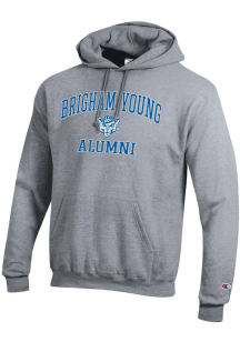 Champion BYU Cougars Mens Grey Logo Alumni Powerblend Long Sleeve Hoodie
