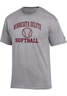 Champion UMD Bulldogs Grey Softball Jersey Short Sleeve T Shirt