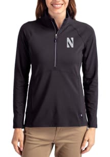 Cutter and Buck Northwestern Wildcats Womens Black Adapt Eco Qtr Zip Pullover