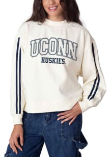 UConn Huskies Womens Ivory Varsity Mock-Neck Crew Sweatshirt