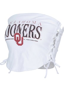 Oklahoma Sooners Womens White Lace Up Tank Top