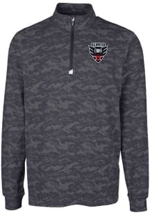 Cutter and Buck DC United Mens Black Traverse Camo Long Sleeve Qtr Zip Pullover