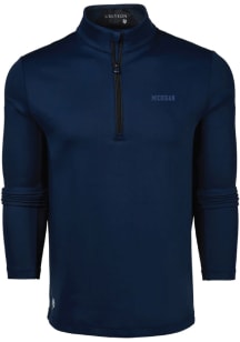Greyson Michigan Wolverines Mens Navy Blue Sequoia Long Sleeve Qtr Zip Pullover