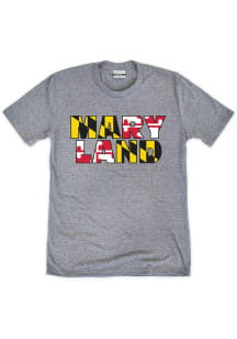 Maryland Grey Flag Wordmark Short Sleeve Fashion T Shirt