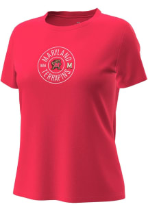 Under Armour Maryland Terrapins Womens Red Mascot Circle Short Sleeve T-Shirt