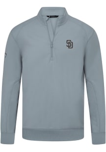 Levelwear San Diego Padres Mens Grey Upright Insignia 2.0 Long Sleeve Qtr Zip Pullover