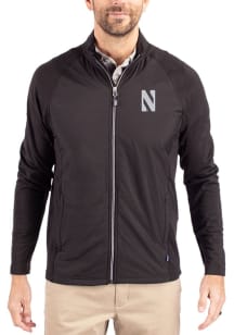 Cutter and Buck Northwestern Wildcats Mens Black Adapt Eco Big and Tall Light Weight Jacket