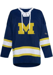 Hype and Vice Michigan Wolverines Womens Navy Blue Hockey LS Tee