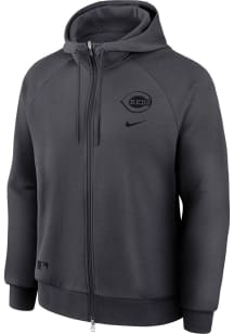 Nike Cincinnati Reds Mens Anthracite Authentic Collection Left Chest Logo Long Sleeve Full Zip Jac..