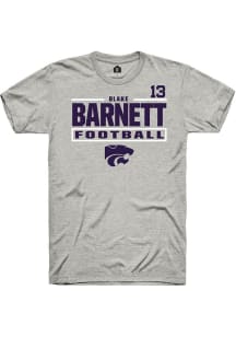 Blake Barnett K-State Wildcats Ash Football NIL Stacked Box Short Sleeve Player T Shirt