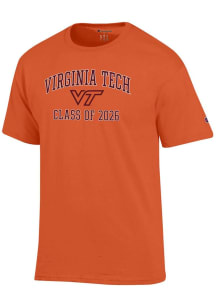 Champion Virginia Tech Hokies Orange Font Class of 2026 Jersey Short Sleeve T Shirt