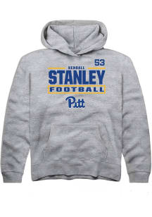 Kendall Stanley Rally Pitt Panthers Youth NIL Stacked Box Long Sleeve Player Hoodie Grey