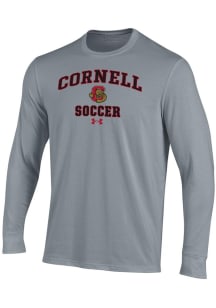 Under Armour Cornell Big Red Grey Soccer Performance Long Sleeve T Shirt