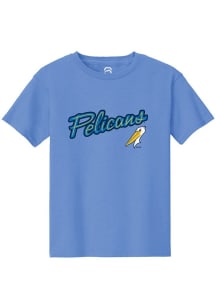 Summit Sportswear Myrtle Beach Pelicans Youth Light Blue Alt Logo Wordmark Short Sleeve T-Shirt