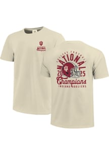 Indiana Hoosiers Ivory 2025 CFP National Champions Helmet Overlay Short Sleeve T Shirt