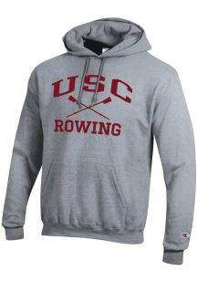 Champion USC Trojans Mens Grey Rowing Icon Powerblend Long Sleeve Hoodie