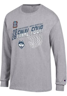 Champion UConn Huskies Grey MBB Final Four 2026 Jersey Long Sleeve T Shirt