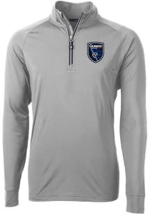 Cutter and Buck San Jose Earthquakes Mens Grey Adapt Eco Big and Tall Qtr Zip