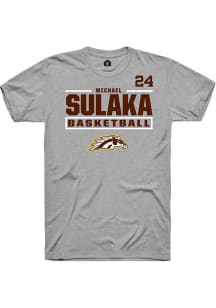 Michael Sulaka Western Michigan Broncos Grey NIL Stacked Box Short Sleeve Player T Shirt