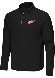 Antigua Detroit Red Wings Mens Black Step Up Long Sleeve Qtr Zip Pullover