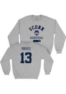 Jovana Popovic UConn Huskies Mens Grey NIL Varsity Player Crew