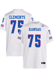 Calvin Clements  Adidas Kansas Jayhawks White NIL Name And Number Football Jersey