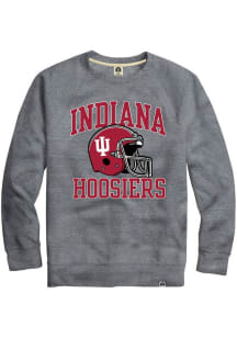 Rally Indiana Hoosiers Mens Grey Triblend Football Helmet Number One Long Sleeve Fashion Sweatshir..