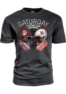 Blue 84 Nebraska Cornhuskers Black Football vs Indiana Hoosiers Short Sleeve T Shirt
