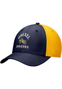 Nike Drexel Dragons Mens Navy Blue Primetime Rise Swoosh Flex Hat