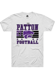 Cub Patton K-State Wildcats White Football NIL Striped Short Sleeve Player T Shirt