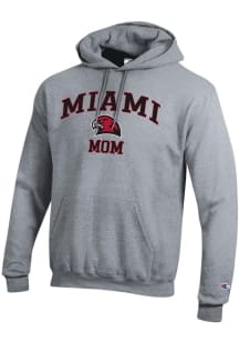 Champion Miami RedHawks Mens Grey Mom Powerblend Long Sleeve Hoodie