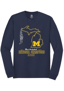 Summit Sportswear Michigan Wolverines Navy Blue MBB National Champs 2026 NET Long Sleeve T Shirt