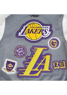 Mens Los Angeles Lakers Pro Standard Mens Pick Stitch Varsity Heavyweight Jacket - Grey