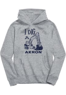 Vive La Fete Akron Zips Toddler Grey Excavator Long Sleeve Hooded Sweatshirt