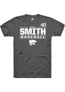 Miles Smith  K-State Wildcats Dark Grey Rally NIL Stacked Box Short Sleeve T Shirt