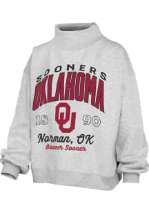 Pressbox Oklahoma Sooners Womens Ash Lingo Mock Neck Crew Sweatshirt