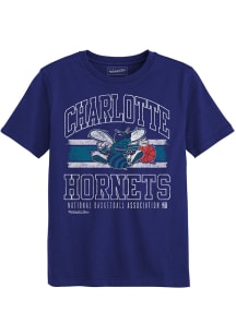 Mitchell and Ness Charlotte Hornets Boys Purple Retro Lockup Short Sleeve T-Shirt