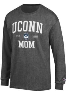 Champion UConn Huskies Charcoal EST Date Mom Jersey Long Sleeve T Shirt