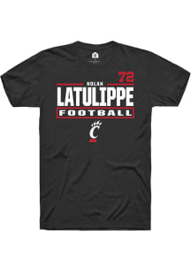 Nolan Latulippe Cincinnati Bearcats Black Football NIL Stacked Box Short Sleeve Player T Shirt