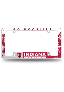 Indiana Hoosiers Primary All Over Chrome License Plate Frame - White