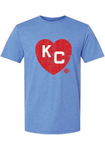 Summit Sportswear Kansas City Monarchs Blue KC Heart Short Sleeve Fashion T Shirt
