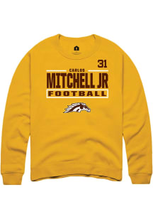 Carlos Mitchell Jr Western Michigan Broncos Mens Gold Football NIL Stacked Box Player Crew