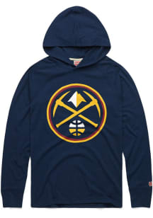 Homage Denver Nuggets Mens Navy Blue Classic Long Sleeve Lightweight Hoodie