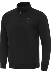 Antigua Minnesota Vikings Mens Black Victory Long Sleeve Qtr Zip Pullover