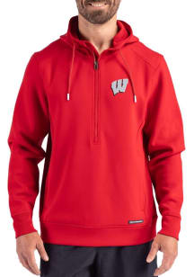 Cutter and Buck Wisconsin Badgers Mens Red Roam Hood