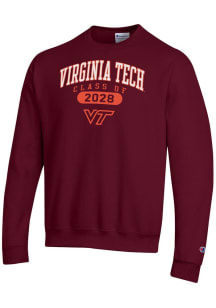 Champion Virginia Tech Hokies Mens Maroon Class of 2028 Powerblend Long Sleeve Crew Sweatshirt
