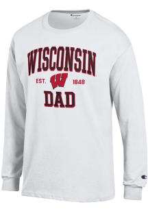 Champion Wisconsin Badgers White Est Date Dad Jersey Long Sleeve T Shirt
