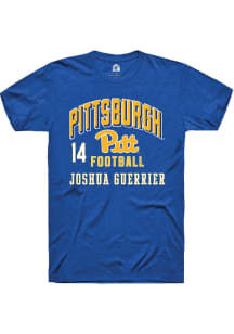 Joshua Guerrier Pitt Panthers Blue Football NIL Arch Logo Short Sleeve Player T Shirt