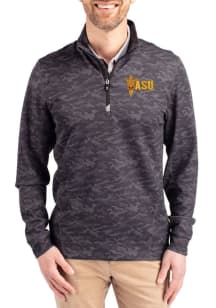 Cutter and Buck Arizona State Sun Devils Mens Black Traverse Camo Long Sleeve Qtr Zip Pullover